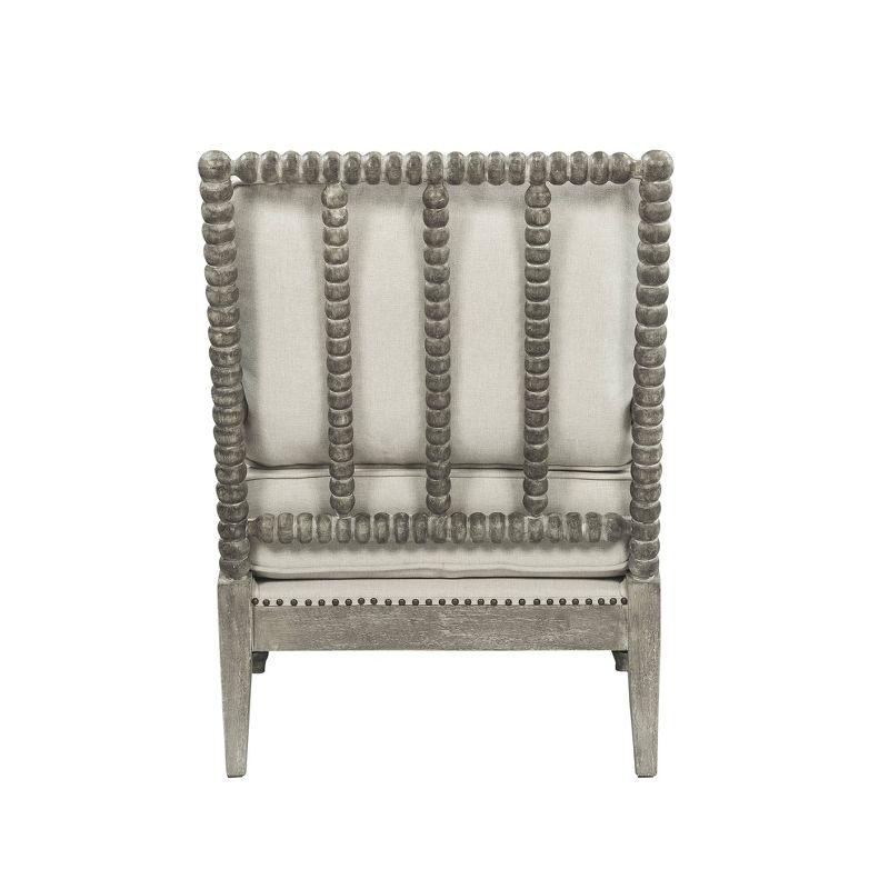 35" Saraid Accent Chair Beige Linen/Gray Oak Finish - Acme Furniture: Velvet Upholstery, No Assembly Required, Wood Frame