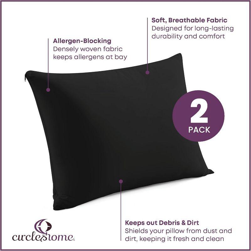 100% Cotton Zippered Pillow Protector (2 pck) Queen - Black