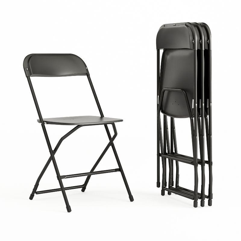 Flash Furniture Hercules Series Plastic Folding Chair - Black - 4 Pack 650LB Weight Capacity Comfortable Event Chair - Lightweight Folding Chair -