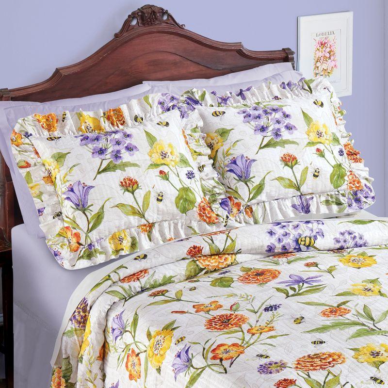 Cream Floral Garden Polyester Standard Pillow Sham