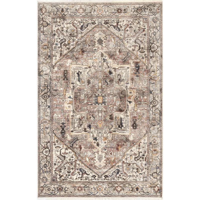 Ehtel Medallion Fringe Light Brown 8' x 10' Synthetic Area Rug