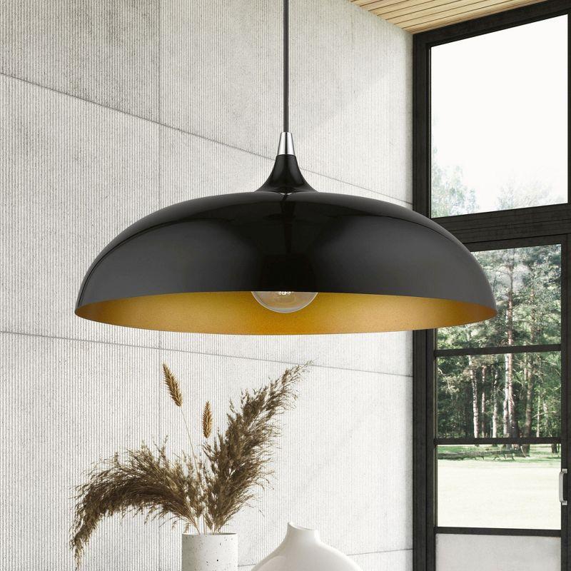Livex Lighting Amador 1 - Light Pendant in  Shiny Black/Polished Chrome