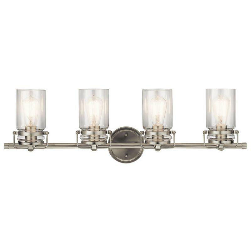 Brushed Nickel 32.25" 4-Light Vanity Light with Clear Glass Shades