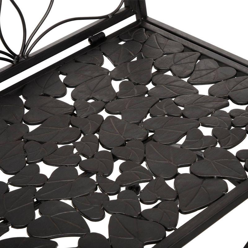 38" x 45" Iron Birds and Leaves Outdoor Garden Bench Brown - Alpine Corporation: Weatherproof, Decorative Yard Seating