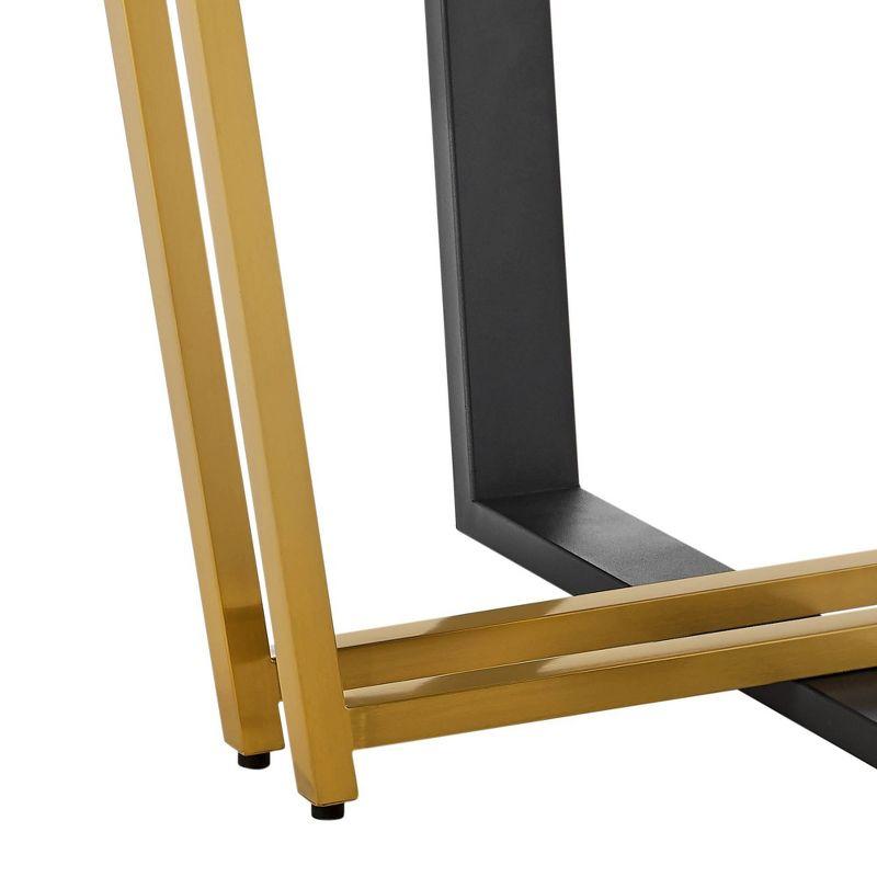 Armen Living 48" Joana Round Stainless Steel and Iron Base with Tabletop Dining Table Gold/Black/Walnut