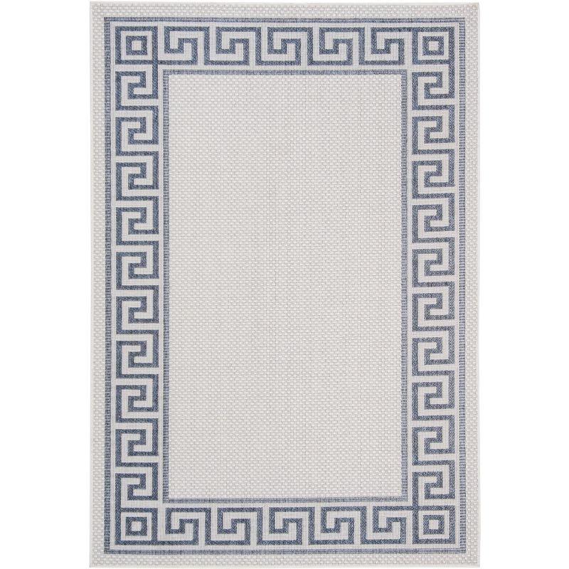 Ivory Synthetic Flat Woven Stain-Resistant Rectangular Rug