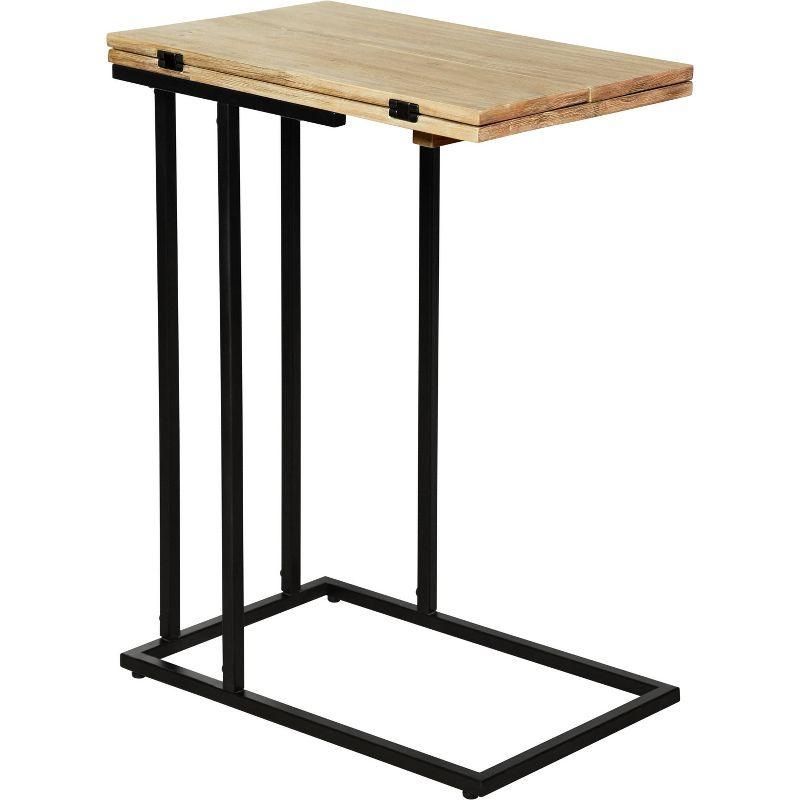 Harton Rustic Expandable C Side Table - Natural Wood - Serta: Over Sofa Design, Black Metal Legs