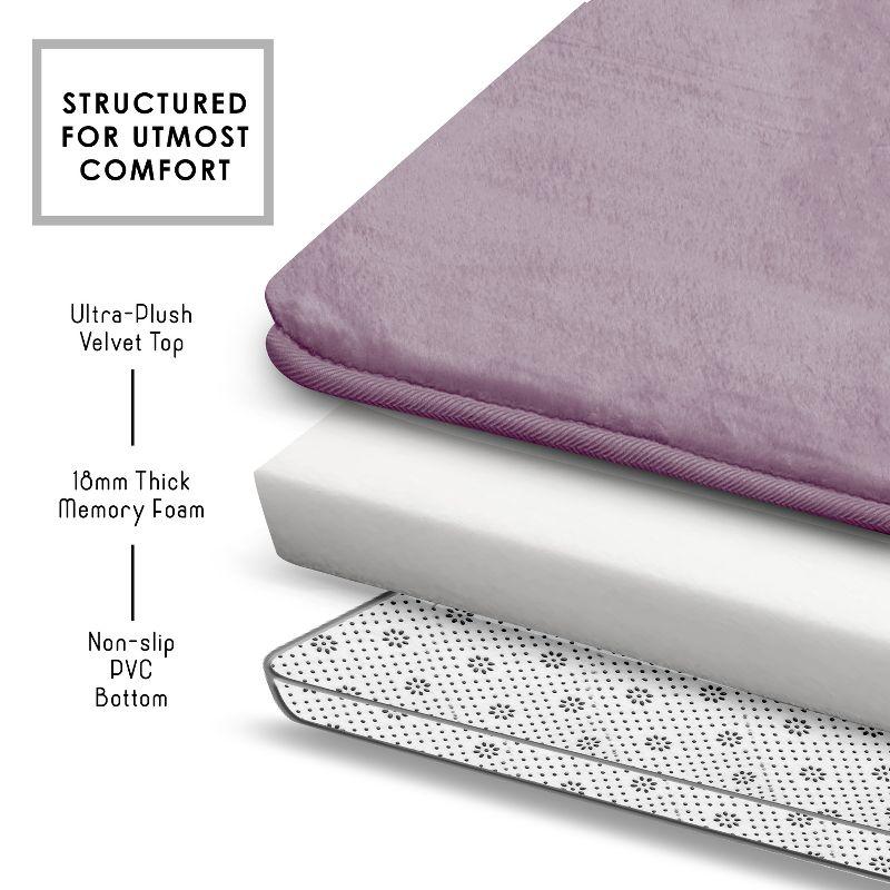 Hearth & Harbor 2 Piece Bathroom Rugs Bath Mat Set, Non-Slip Velvet Memory Foam Bath Mats, Dusty Purple