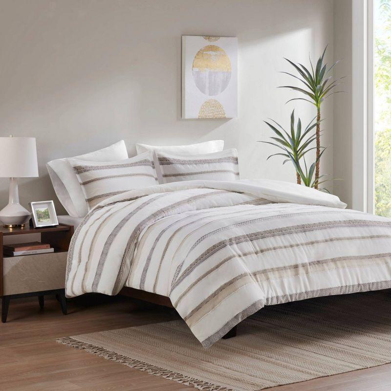 510 Design Langley 3 Piece Clipped Jacquard Duvet Cover Set