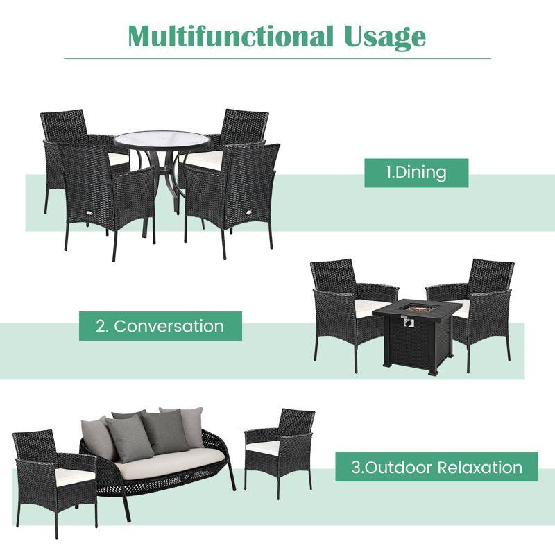 Tangkula Outdoor 2 PCS Rattan Dining Chair Patio Cushioned Arm Chair w/Zipper Black