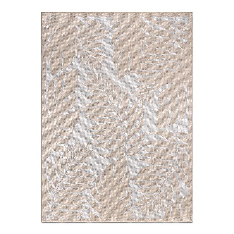 World Rug Gallery Floral Leaves Textured Flat Weave Indoor/Outdoor Area Rug - NATURAL 7'10"X10'