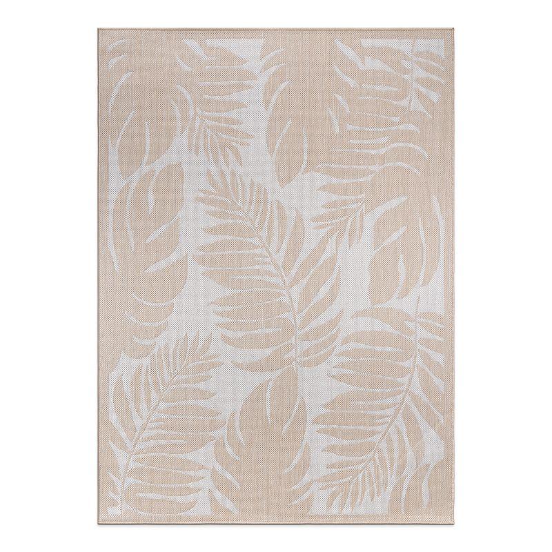 World Rug Gallery Floral Leaves Textured Flat Weave Indoor/Outdoor Area Rug