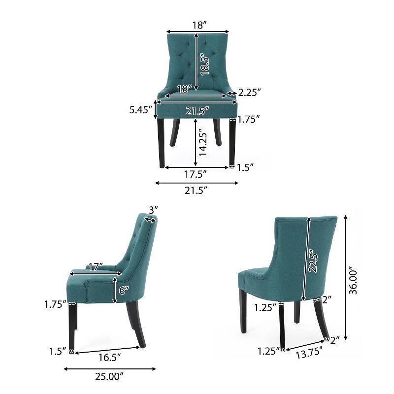 Set of 2 Hayden Tufted Dining Chairs Dark Teal - Christopher Knight Home: Comfortable Seat, Elegant Design