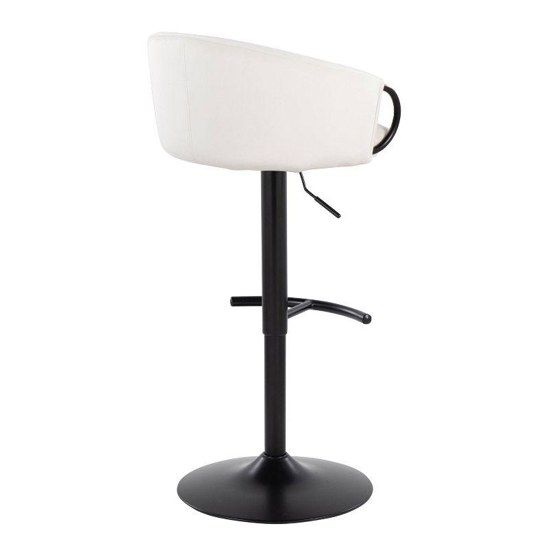 LumiSource Claire Contemporary Adjustable Barstool With Swivel In Black Metal And Black Velvet With Rounded T Footrest By Lumisource - Set Of 2 | Wayfair