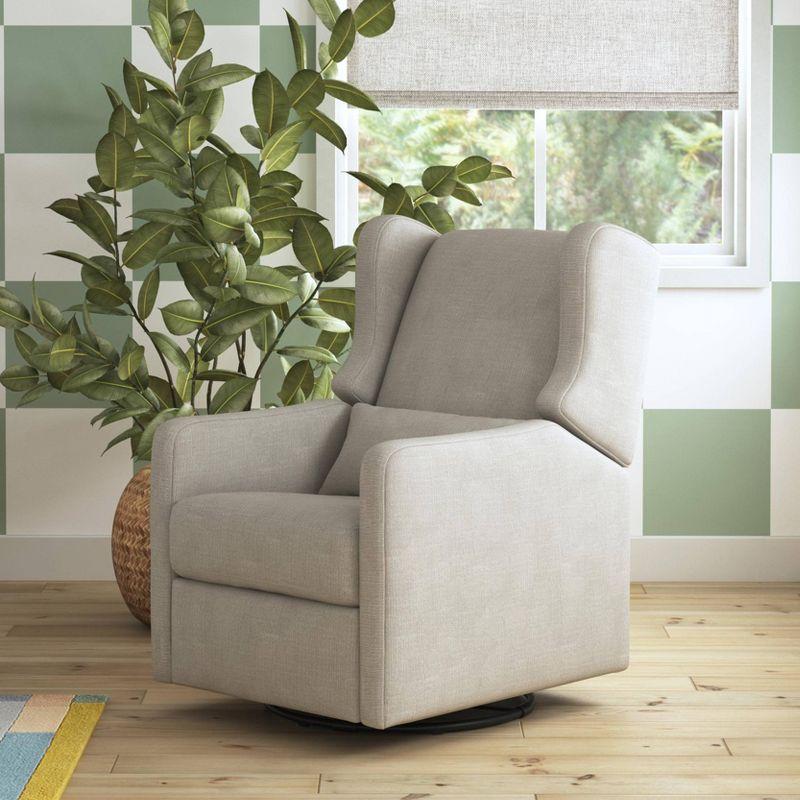 Arlo Performance Grey Linen Wood Swivel Recliner