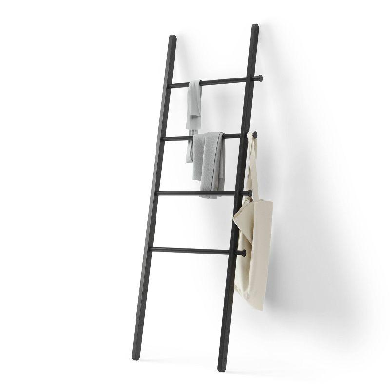 Leana Black Wood and Steel Towel Stand