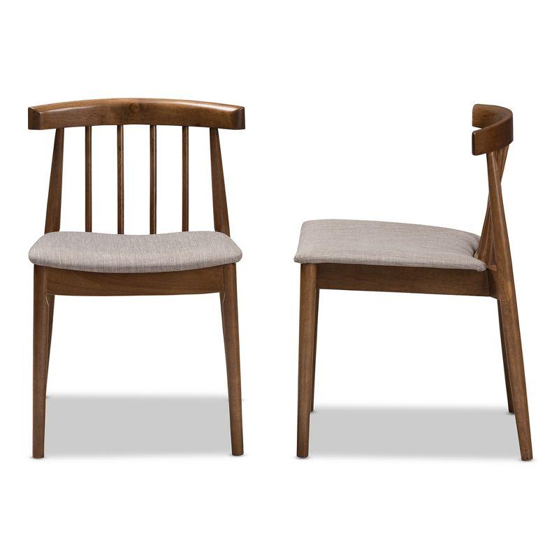 Set of 2 Wyatt Midcentury Modern Walnut Wood Dining Chairs Beige/Brown - Baxton Studio