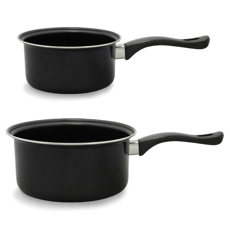 Brentwood 2-Piece Nonstick Carbon Steel Saucepan Set in Black
