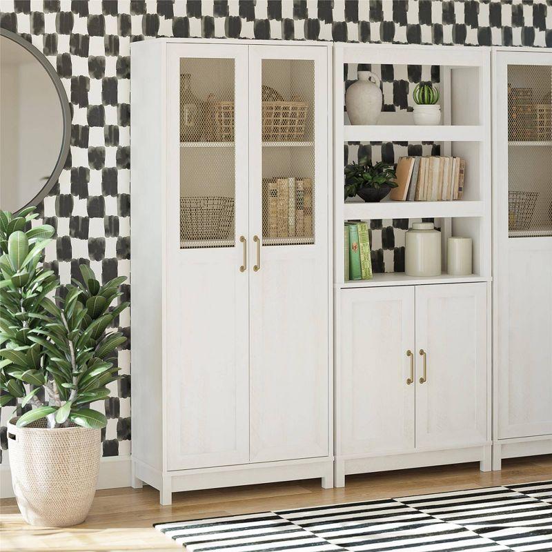 Tess 2 Door Wide Storage Cabinet with Modular Storage Ivory Oak - Mr. Kate: MDF Construction, 4 Adjustable Shelves