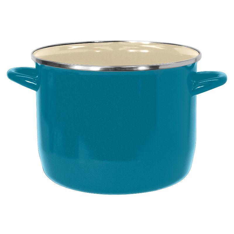 Teal 8-Quart Enamel on Steel Stockpot with Glass Lid