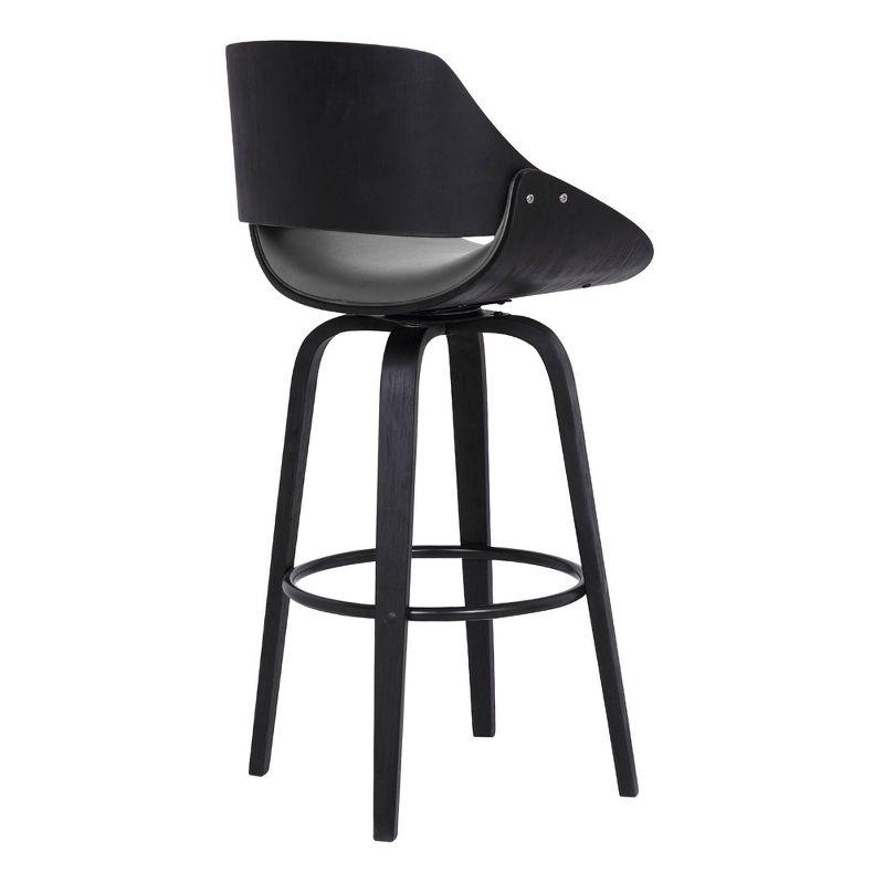 30" Mona Contemporary Bar Height Barstool Black/Gray - Armen Living: Upholstered Low Back, Steel Frame