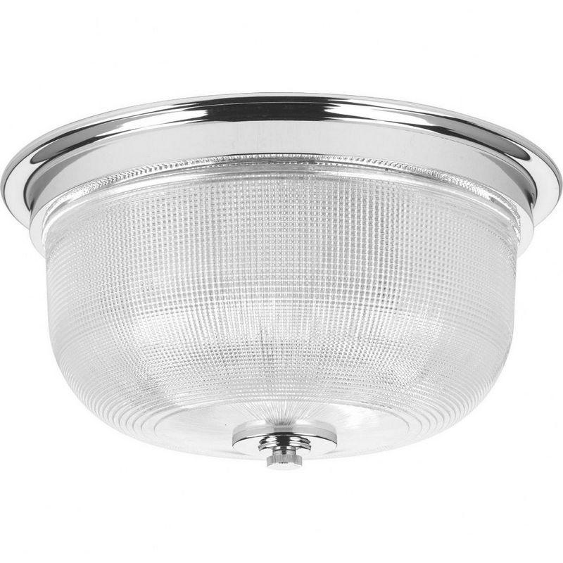 Progress Lighting Archie Collection 2-Light Flush Mount, Chrome, Double Prismatic Glass