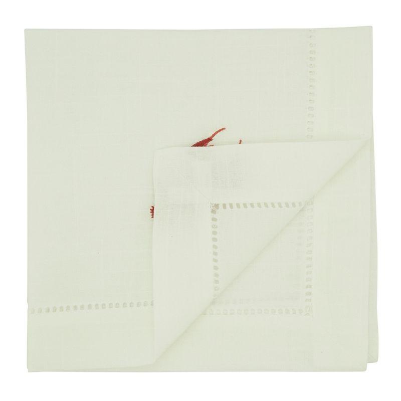 White Polyester Embroidered Lobster Table Napkins Set of 4