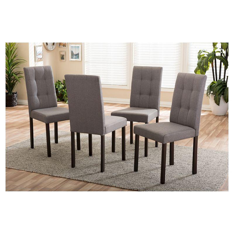 Gray Upholstered Parsons Side Chair with Wood Legs, Set of 4