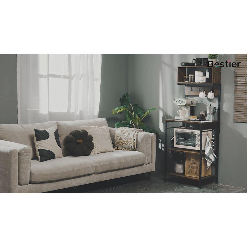 Bestier 5 Tier Microwave Stand, Coffee Bar Table with Storage for Small Space Kitchen 24in brown