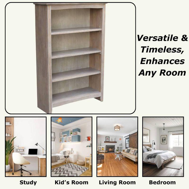 48" Shaker Bookshelf Washed Gray/Taupe - International Concepts: Solid Wood, 3-Shelf Storage