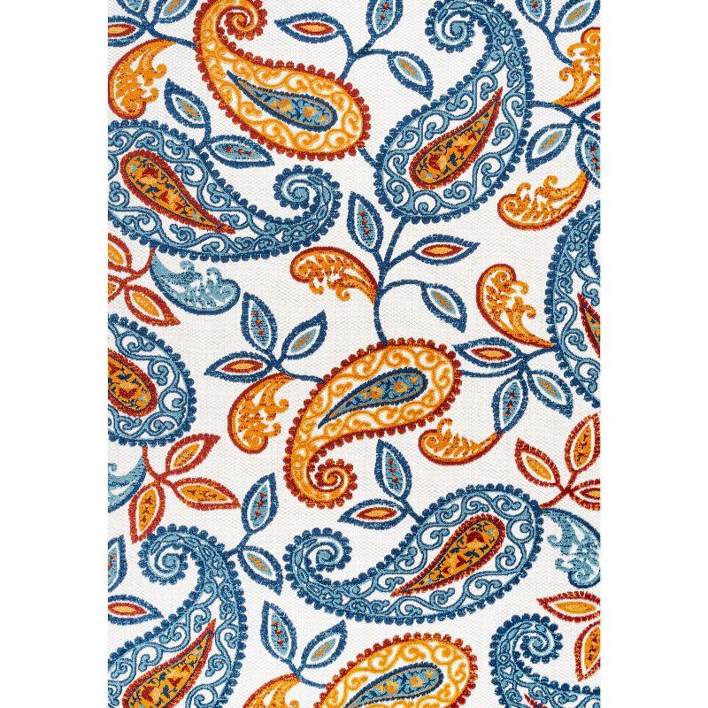 5'x8' Julien Paisley High-Low Indoor/Outdoor Area Rug, Orange/Blue - JONATHAN Y