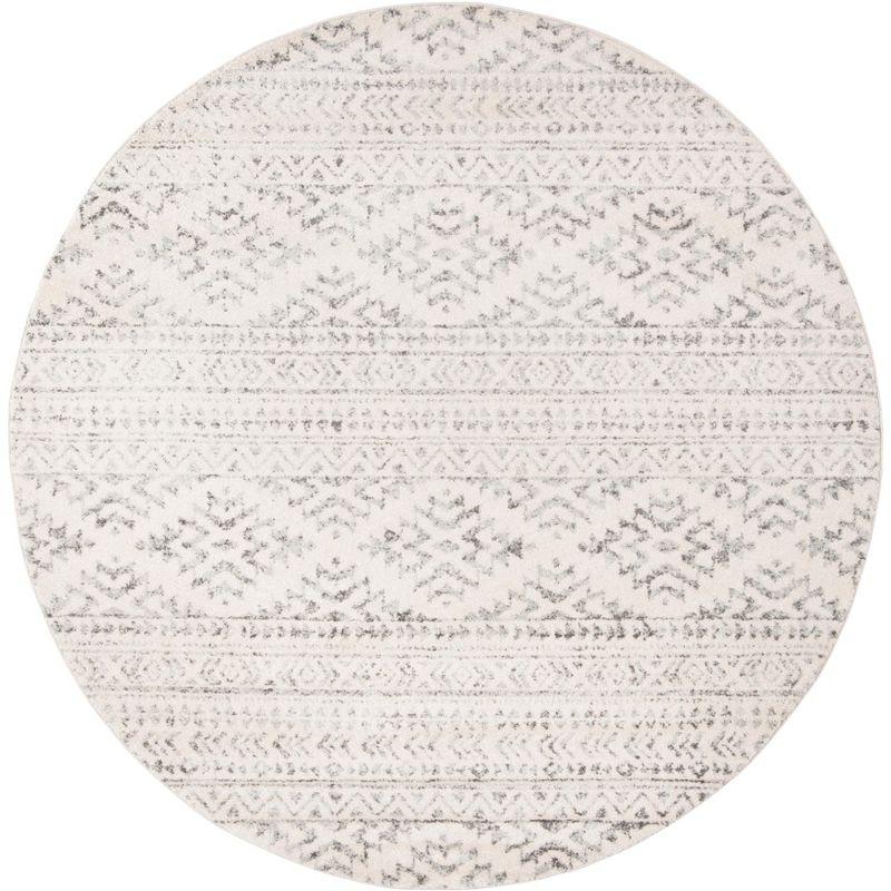 Tulum TUL272 Power Loomed Area Rug - Ivory/Grey - 3' round - Safavieh.