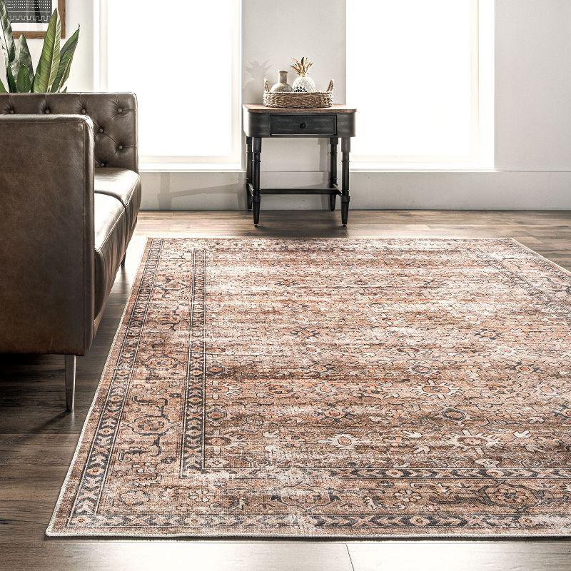 Lauren Liess x Rugs USA Myrtle Vintage Machine Washable Beige/Brown/Black Area Rug