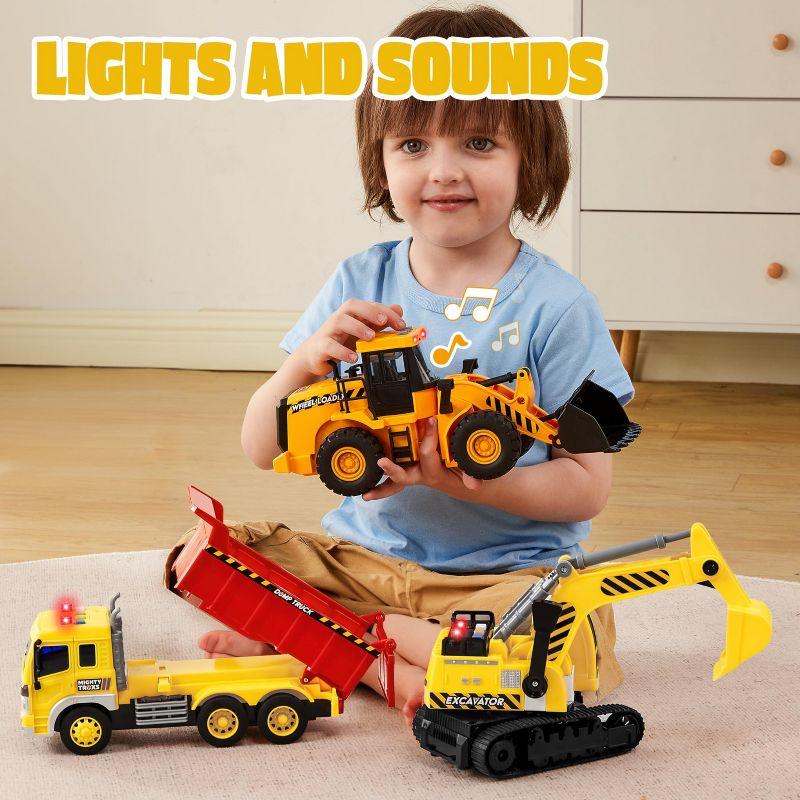 Joyfy Construction Toys for Boys Kids Toddlers, Excavator, Dump Truck and Loader Toy Trucks Construction Truck Toys Christmas Birthday Gifts for Boys