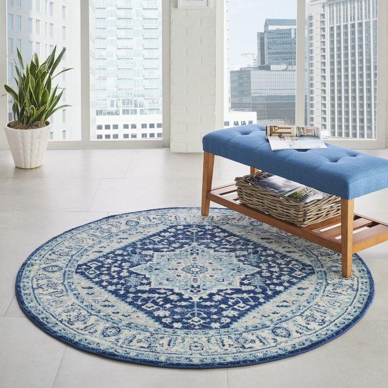 Nourison Tranquil Persian Indoor Rug Ivory Navy 5'3" x Round