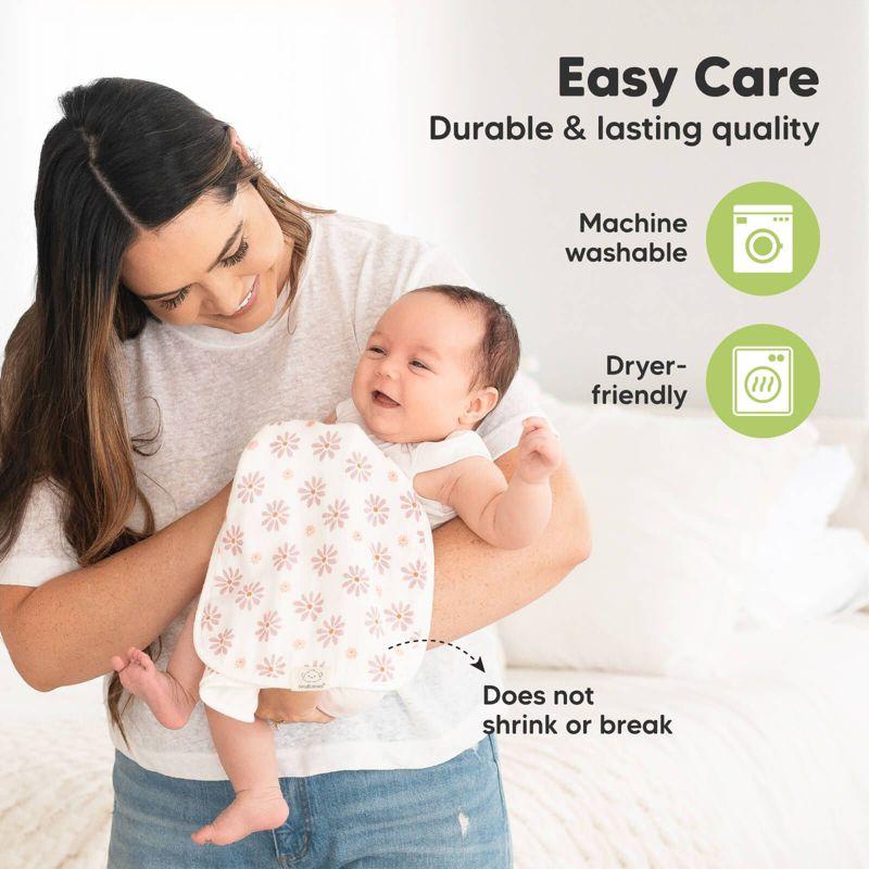 KeaBabies 5pk Organic Softe Muslin Burp Cloths for Baby Girls and Boys, Large Absorbent Burping Cloths for Babies, Baby Burp Clothes (Petals)