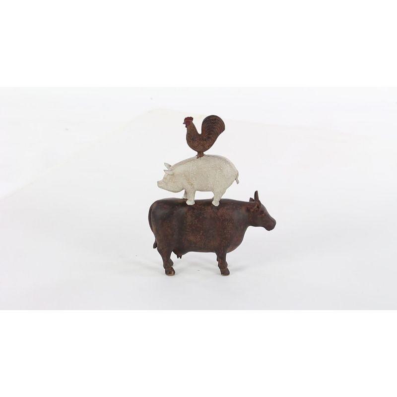 Olivia & May Amazing Animals Stack Sculpture 11"x14": Resin Farm Animal Figurines, Indoor Decorative Object