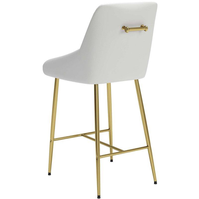 White and Gold Matte Finish Counter Stool