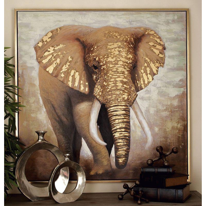 Traditional Canvas Elephant Wall Art in Gold Frame: Olivia & May Vertical Painting