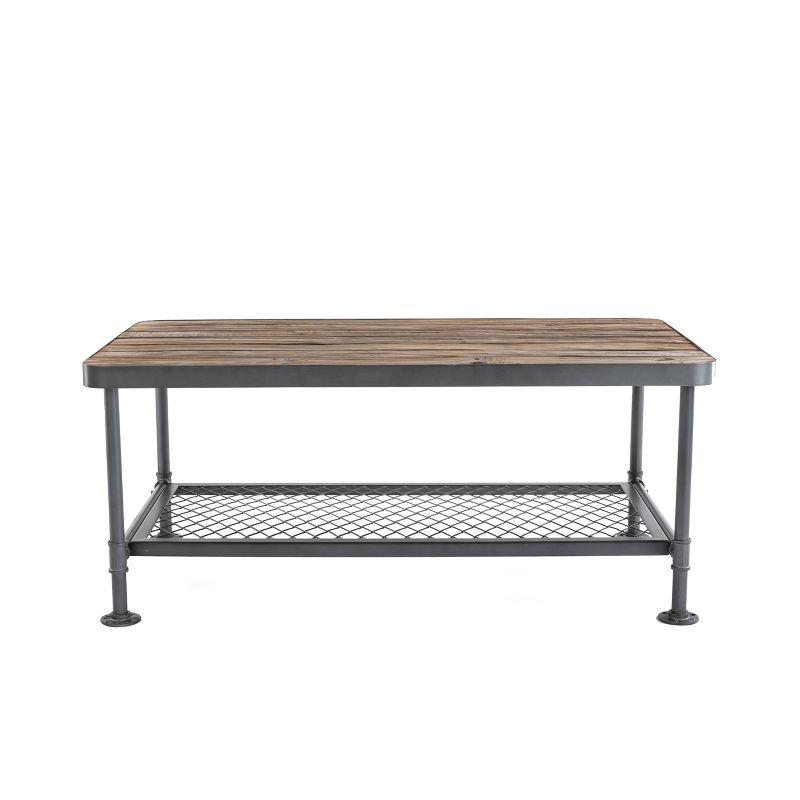 Industrial Newport 45.5" Gray Metal & Natural Wood Coffee Table