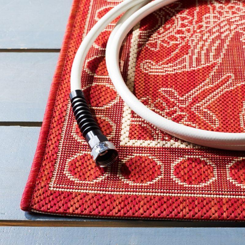 Courtyard Red and Natural Rectangular Stain-Resistant Rug