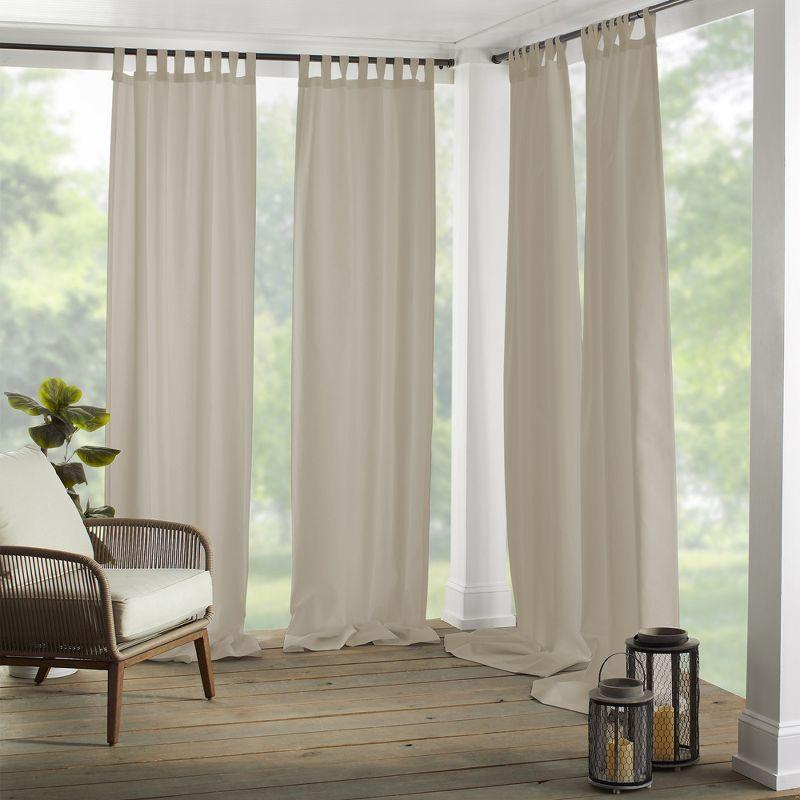 Elrene Matine Solid Tab Top Indoor/Outdoor Single Window Curtain for Patio, Pergola, Porch, Cabana, Deck, Lanai - Elrene Home Fashions