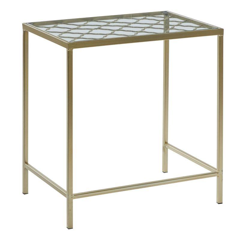 Olivia & May Metal Nesting Tables Pale (Set of 3) Gold: Satin Finish, Glass Surface, Iron Frame, No Assembly Required