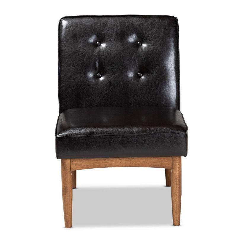Arvid Faux Leather Upholstered Wood Dining Chair Dark Brown/Walnut - Baxton Studio: Mid-Century Modern, Rubberwood Frame, Polyester Fill