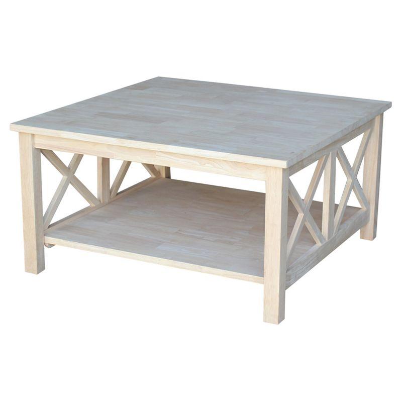 Hampton 41" Natural Wood Square Coffee Table with Storage