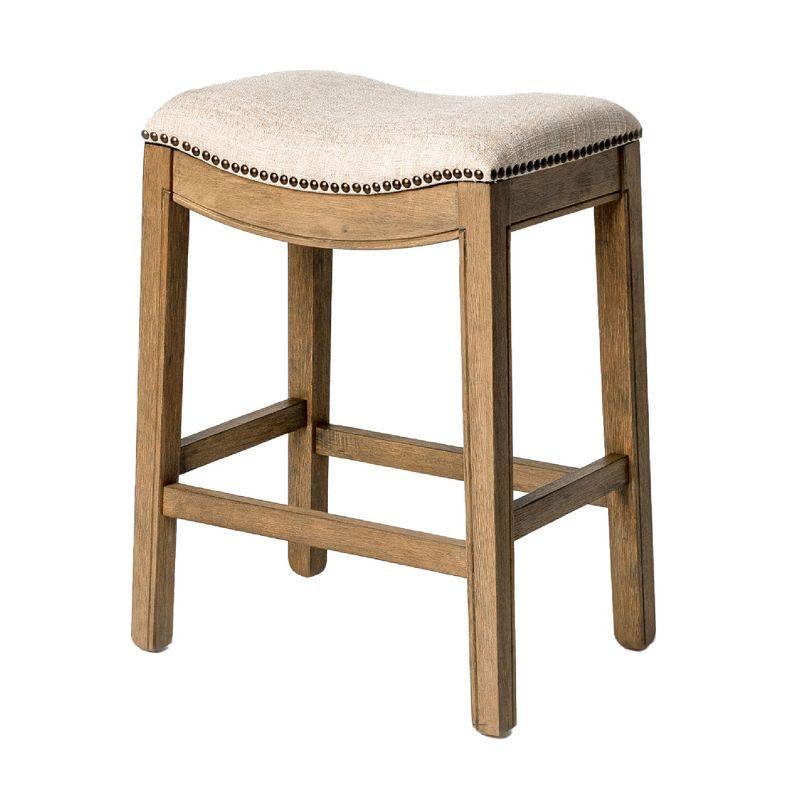 Maven Lane Adrien Backless Saddle Kitchen Counter Stool with Fabric Upholstery