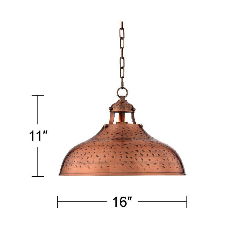 Franklin Iron Works Essex Dyed Copper Pendant Light 16" Wide Farmhouse Rustic Hammered Dome Shade for Dining Room House Foyer Kitchen Island Entryway