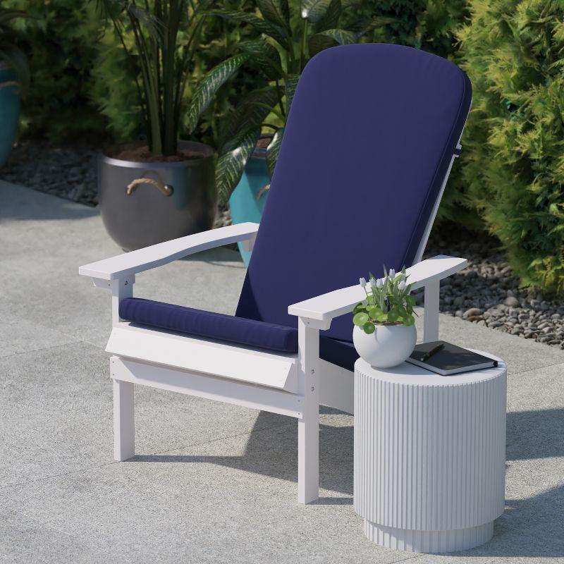 Flash Furniture Charlestown Set of 2 All Weather Indoor/Outdoor High Back Adirondack Chair Cushions, Patio Furniture Replacement Cushions - Blue