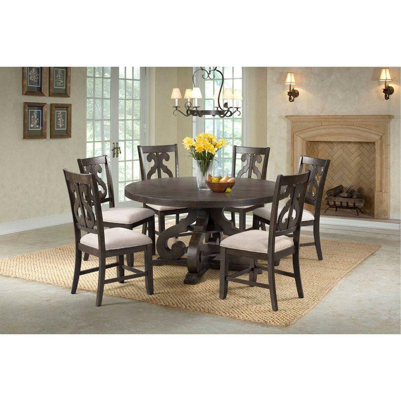 Stanford Wooden Swirl Back Chair Brown - Picket House Furnishings: Mid-Century Modern, Upholstered Seat