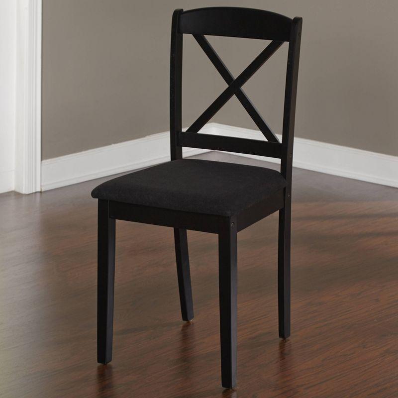 Buylateral 5pc Mason Farmhouse Crossback Rectangular Dining Set Black: Microfiber Upholstered Chairs, Seats 4